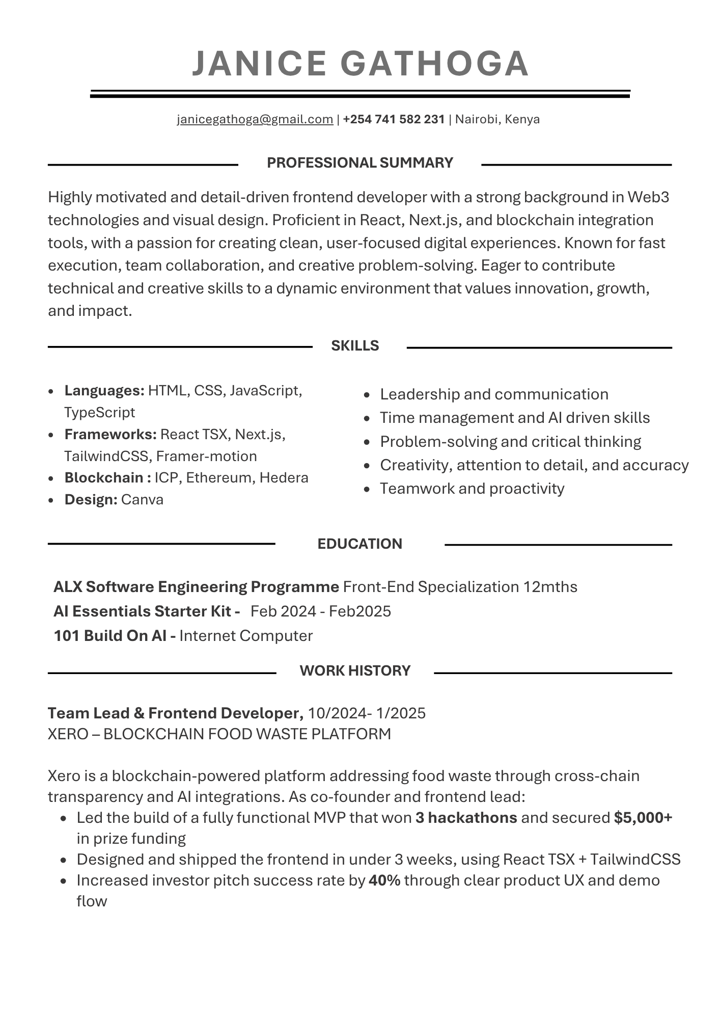 Resume Page 1